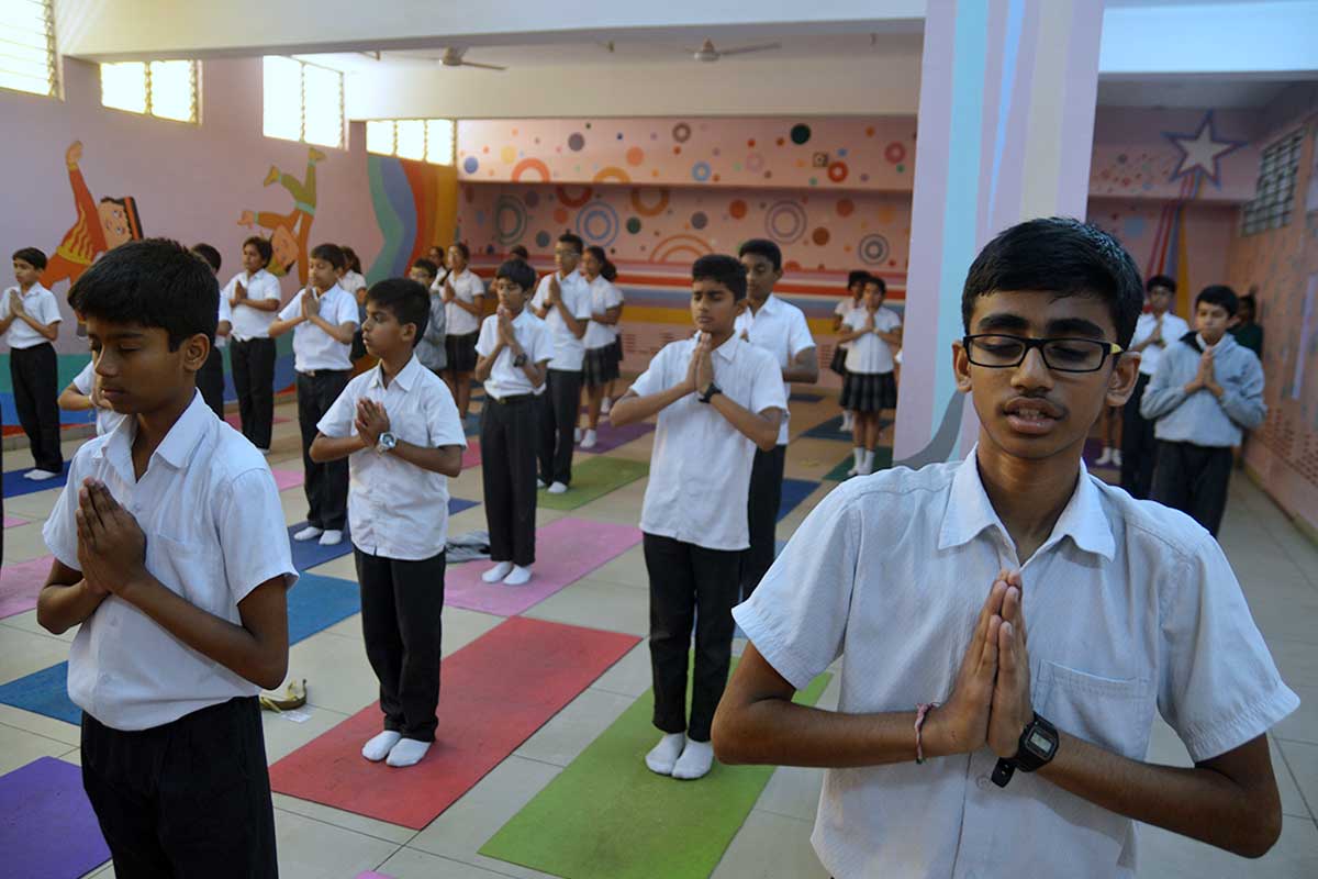 Yoga Day 2021 training at New Horizon Gurukul