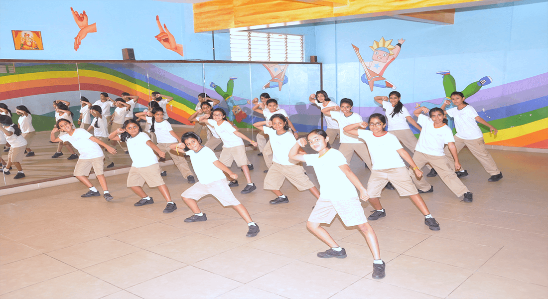 Students practicing for cultural activity - New Horizon Gurukul