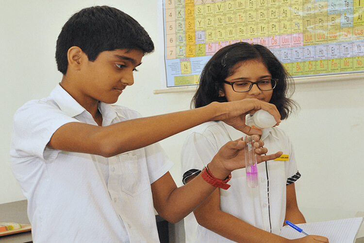 Students at Laboratory - New horizon school marathahalli